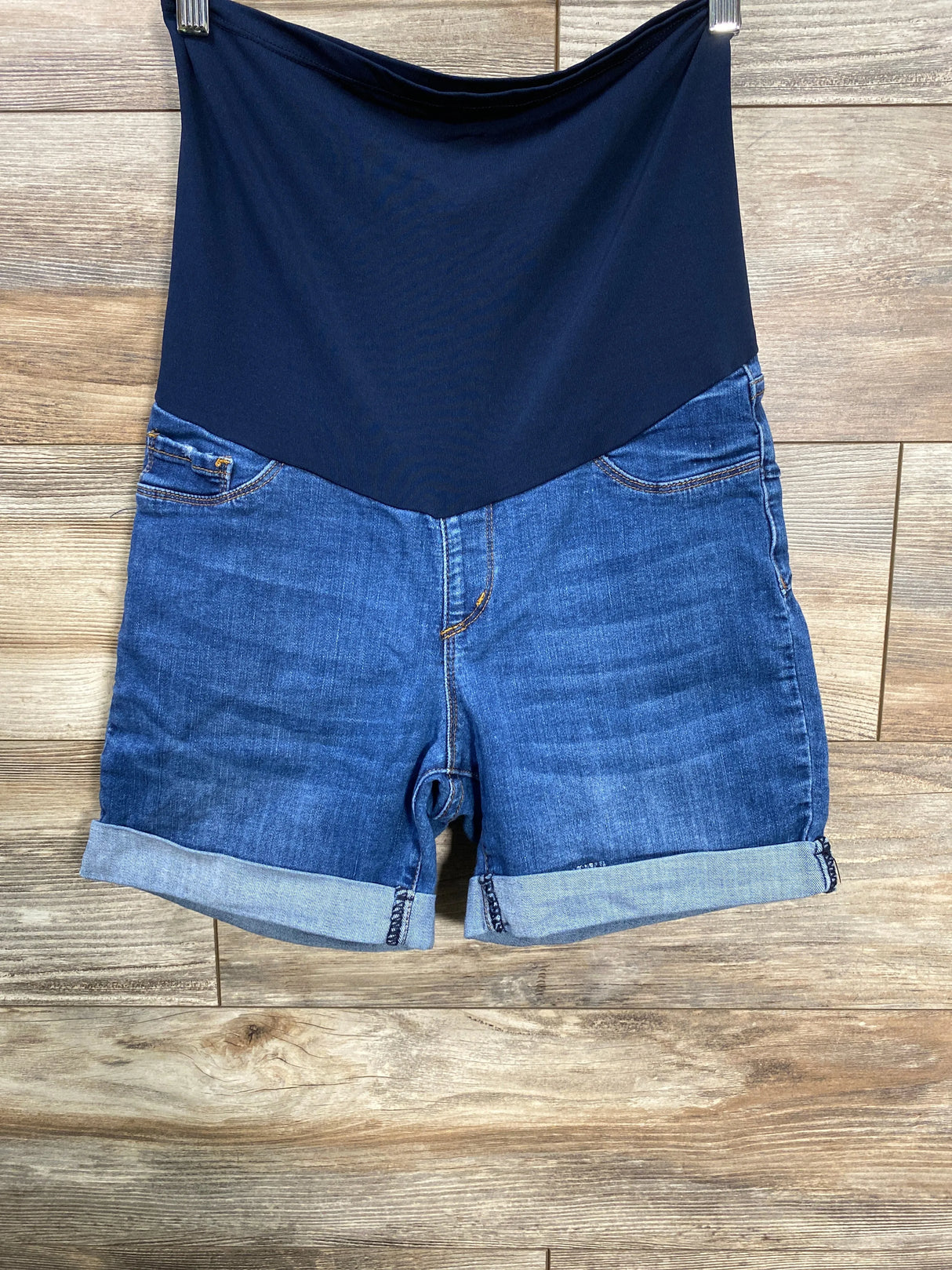 SONG Maternity Full Panel Denim Shorts Blue sz Small