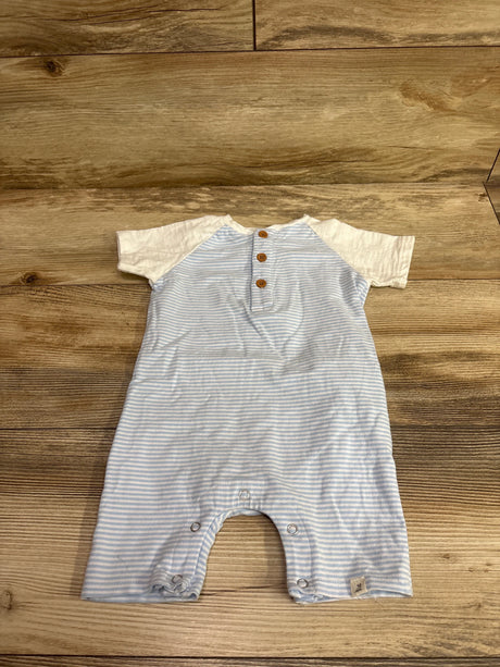 Me n Mommy To Be blue and white striped Henley romper for baby size 6-9 months