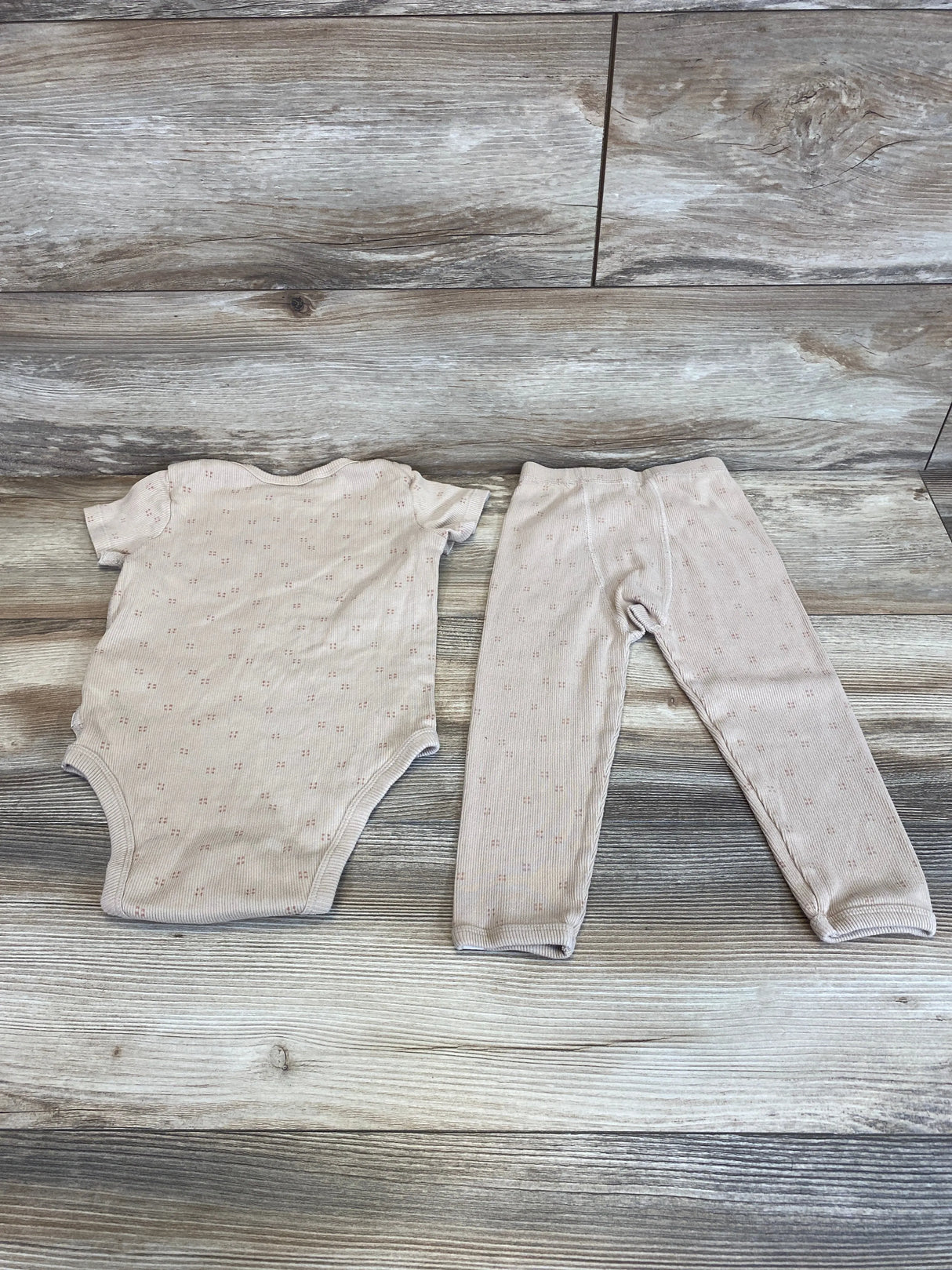 Easy-Peasy 2pc Ribbed Bodysuit & Pants Beige sz 24m