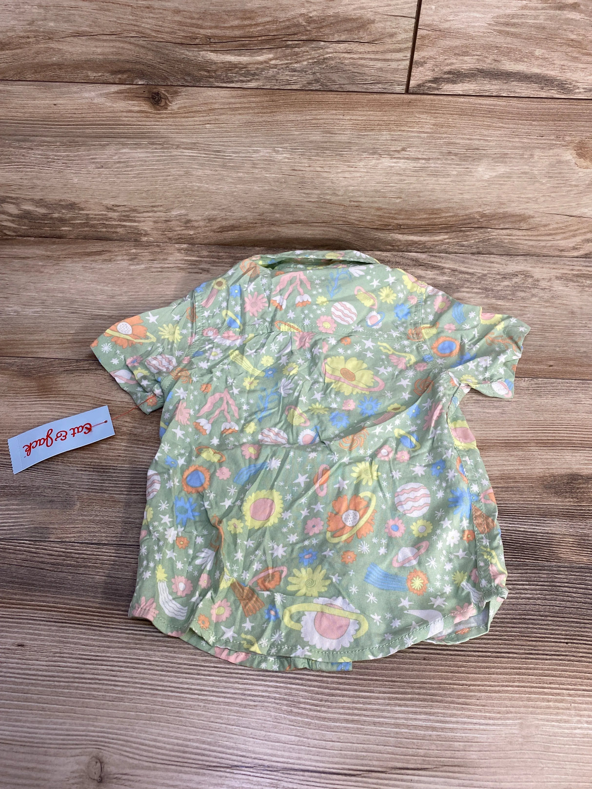 NEW Cat & Jack Floral Button-Up Shirt Green sz 3T