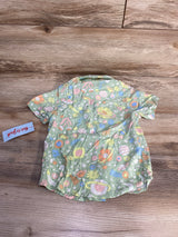 NEW Cat & Jack Floral Button-Up Shirt Green sz 3T