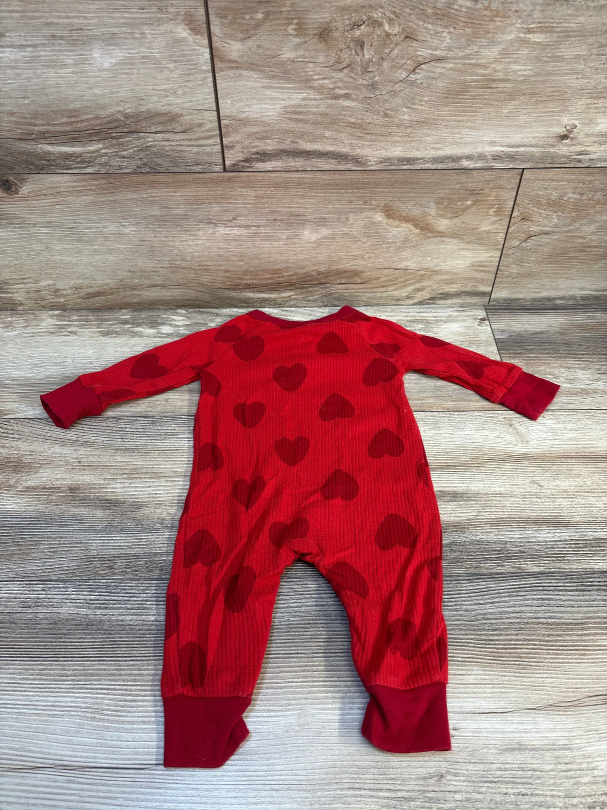 Cat & Jack Ribbed Heart Print Coverall Red sz 3-6m