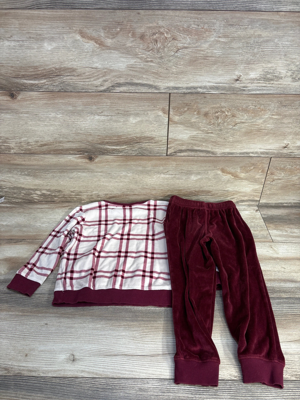 Cat & Jack Velour 2pc Set Maroon/White sz 4T