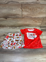 Chick Fil A 2pc Shirt & Ruffle Shorts Set Red sz 6-12m
