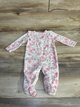 Princess Rose Floral Velour Coverall Pink 6-9m