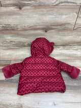 NEW First Impressions Fur Trim Heart Print Puffer Jacket Red sz 3-6m