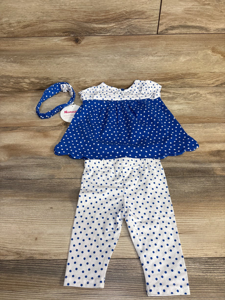 NEW Nannette Kids 2pc Polka Dot Top & Leggings White/Blue sz 6-9m - Me n Mommy To Be