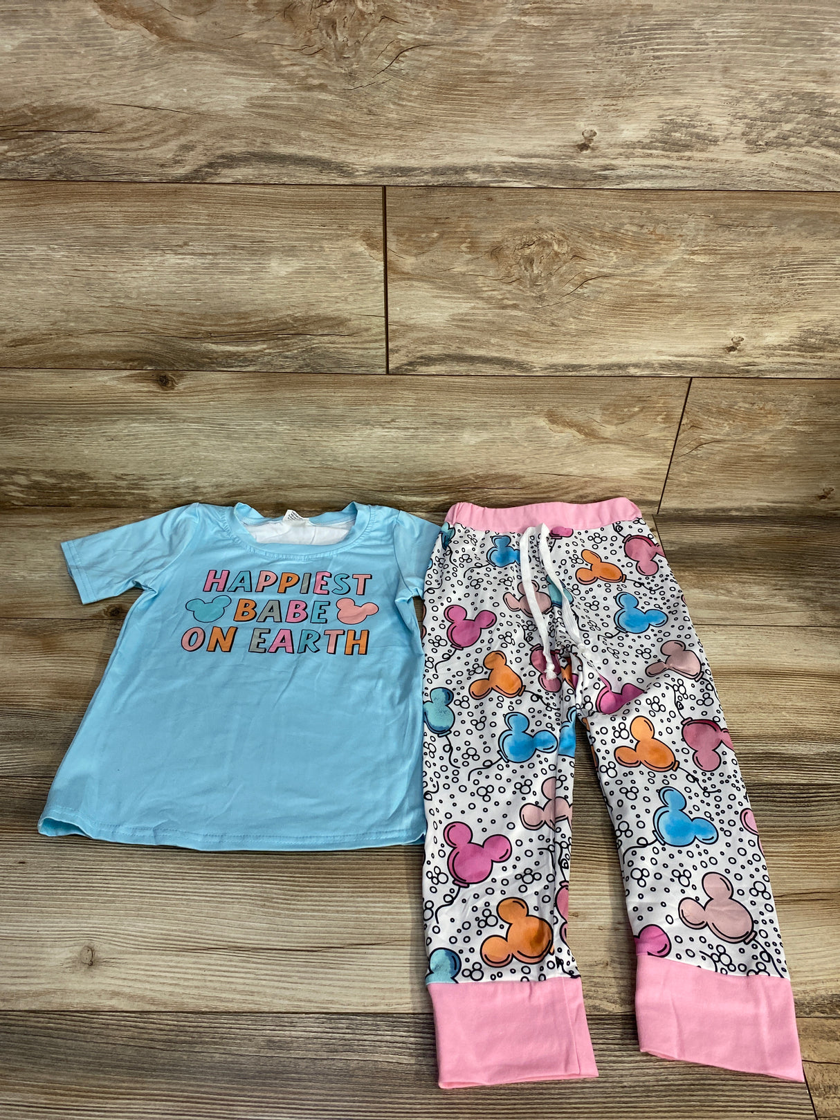2pc Happiest Babe On Earth Pajama Set Blue 4T