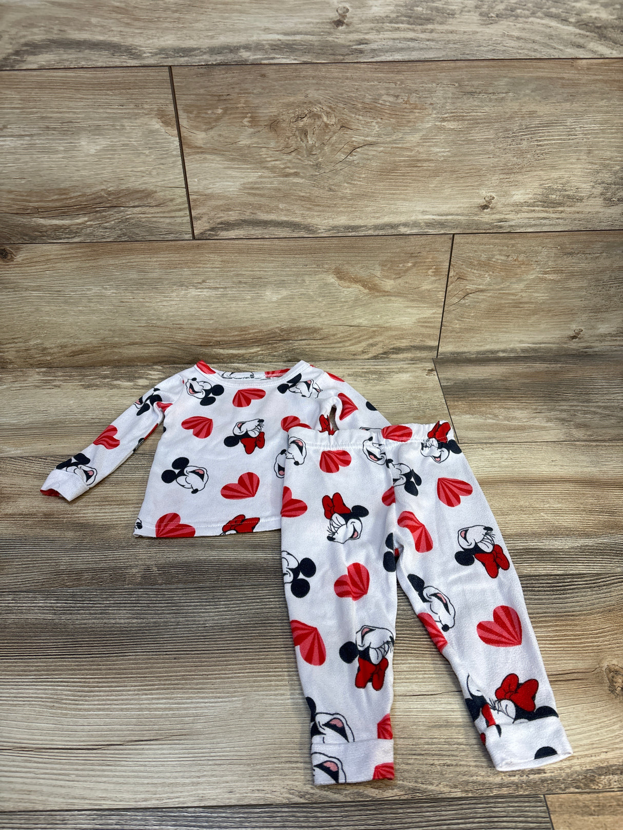 Disney Minnie Mouse 2pc Pajama Set White sz 18m