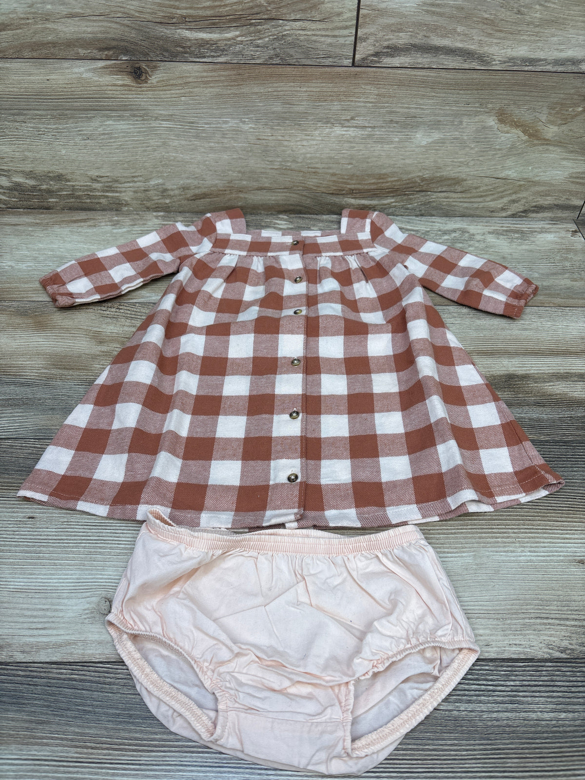 Just One You 2pc Square Neck Flannel Dress & Bloomers Set Orange sz 18m