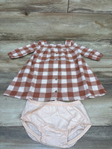 Just One You 2pc Square Neck Flannel Dress & Bloomers Set Orange sz 18m