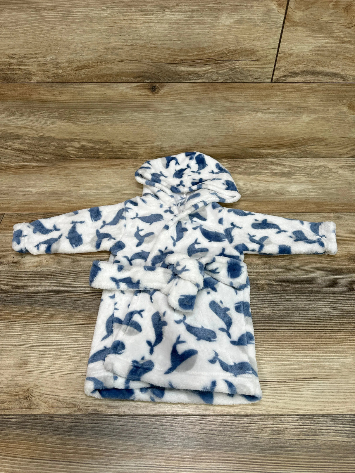 Hudson Baby Whale Print Robe White sz 0-9m