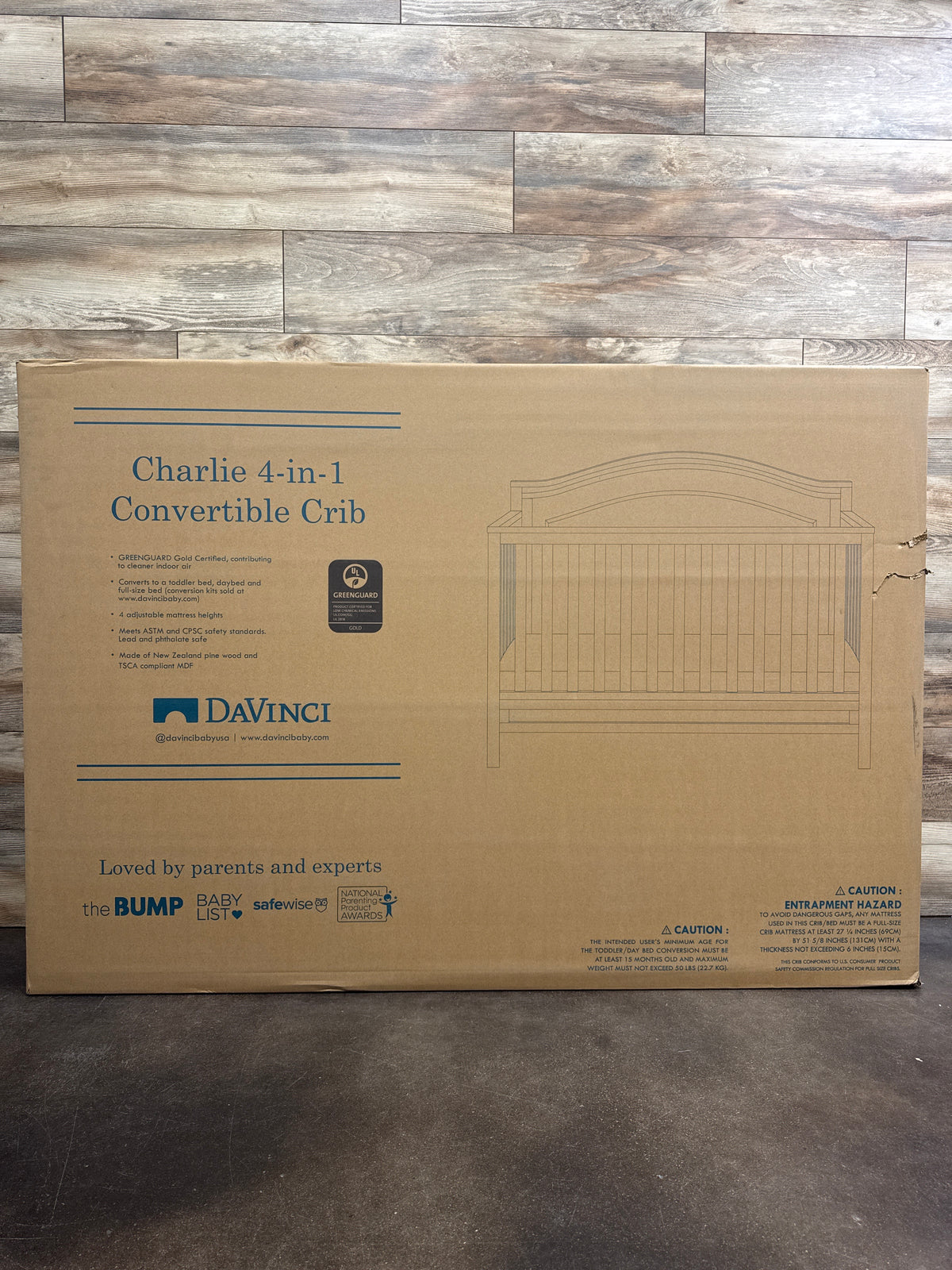 NEW DaVinci Charlie 4-in-1 Convertible Crib - Honey