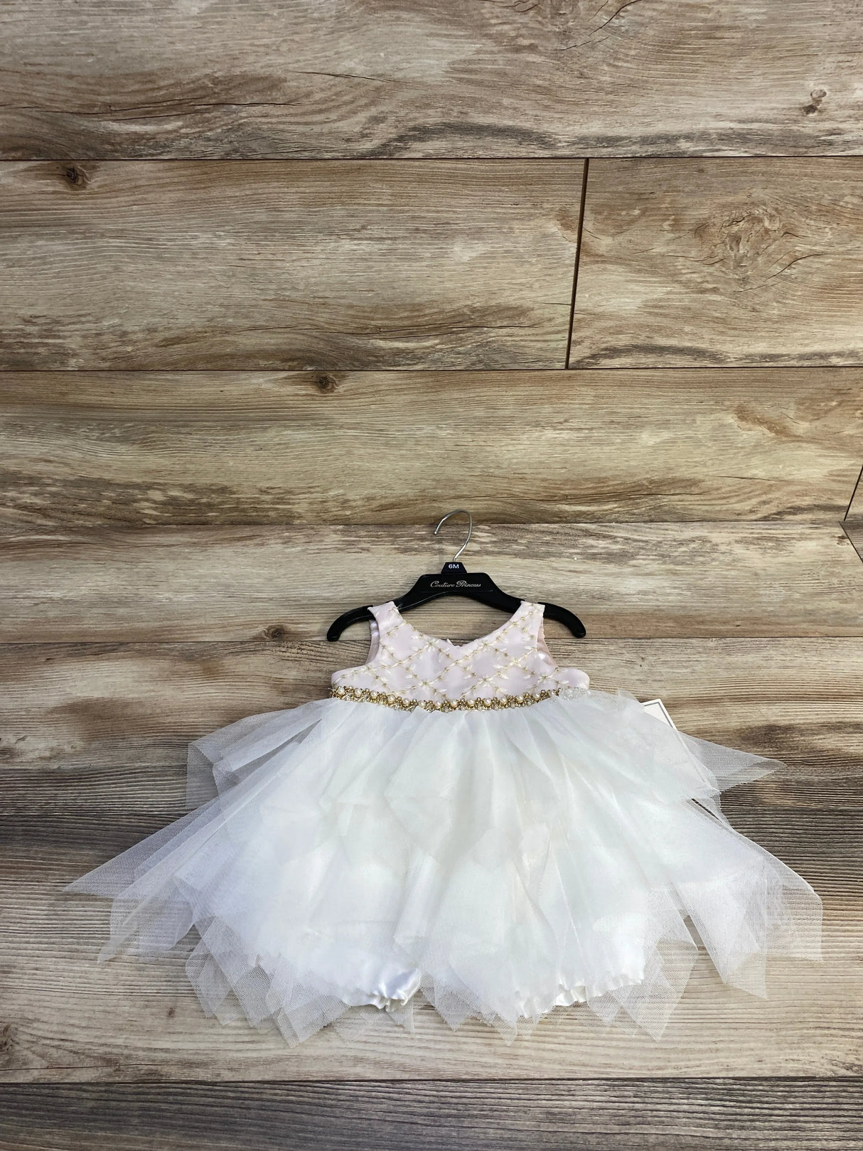 NEW Couture Princess 2pc Embroidered Pearl Dress & Bloomers Pink sz 6m
