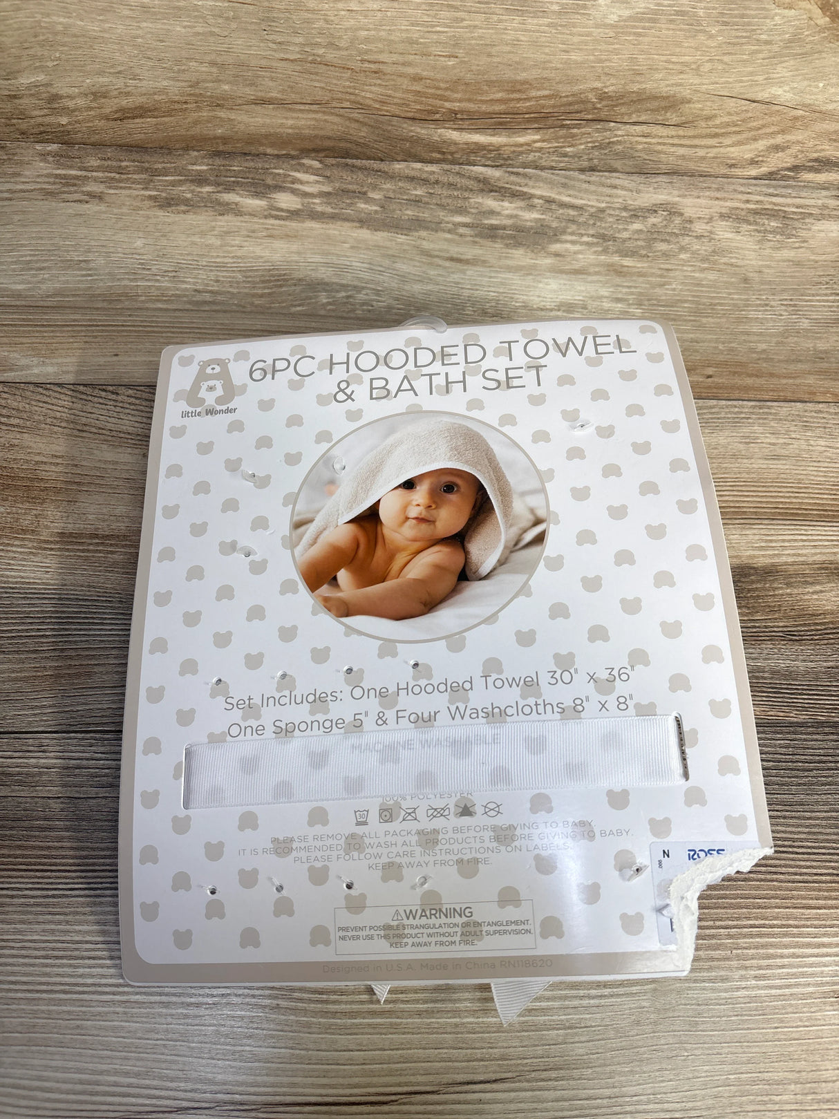 NEW Little Wonder Hooded Towel & Bath Set, 6pc