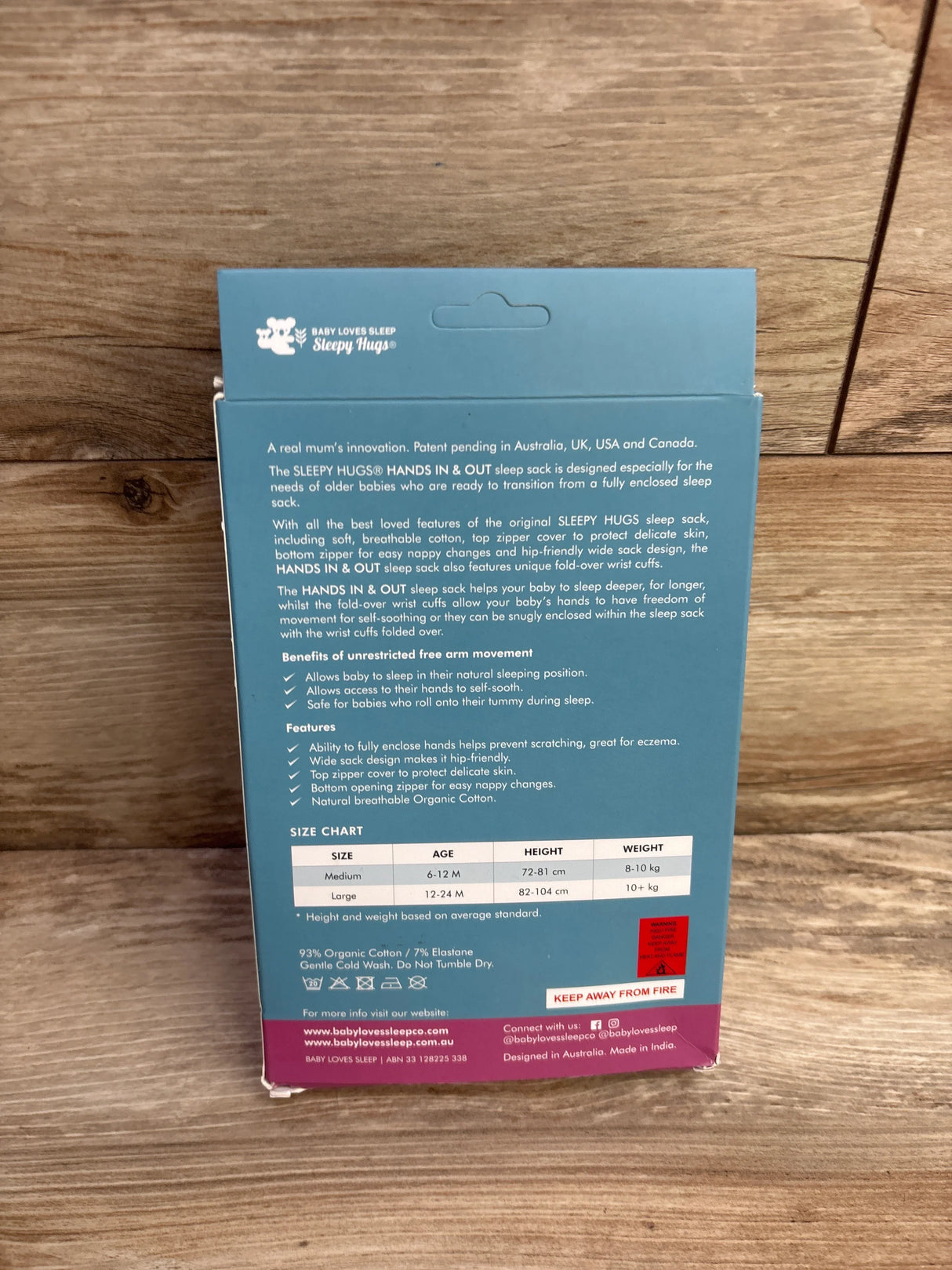 NEW Baby Loves Sleep Sleepy Hugs 'Hands in & Out' Sleep Sack Grey sz 6-12m