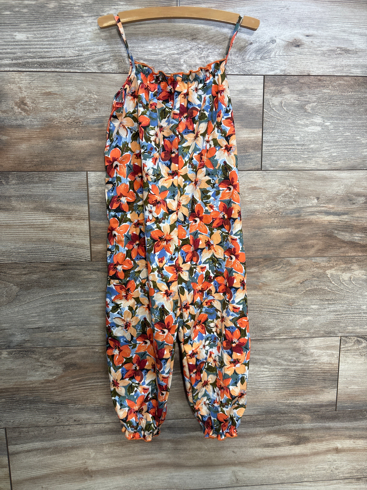 Shein Floral Tank Jumpsuit Orange sz 5T
