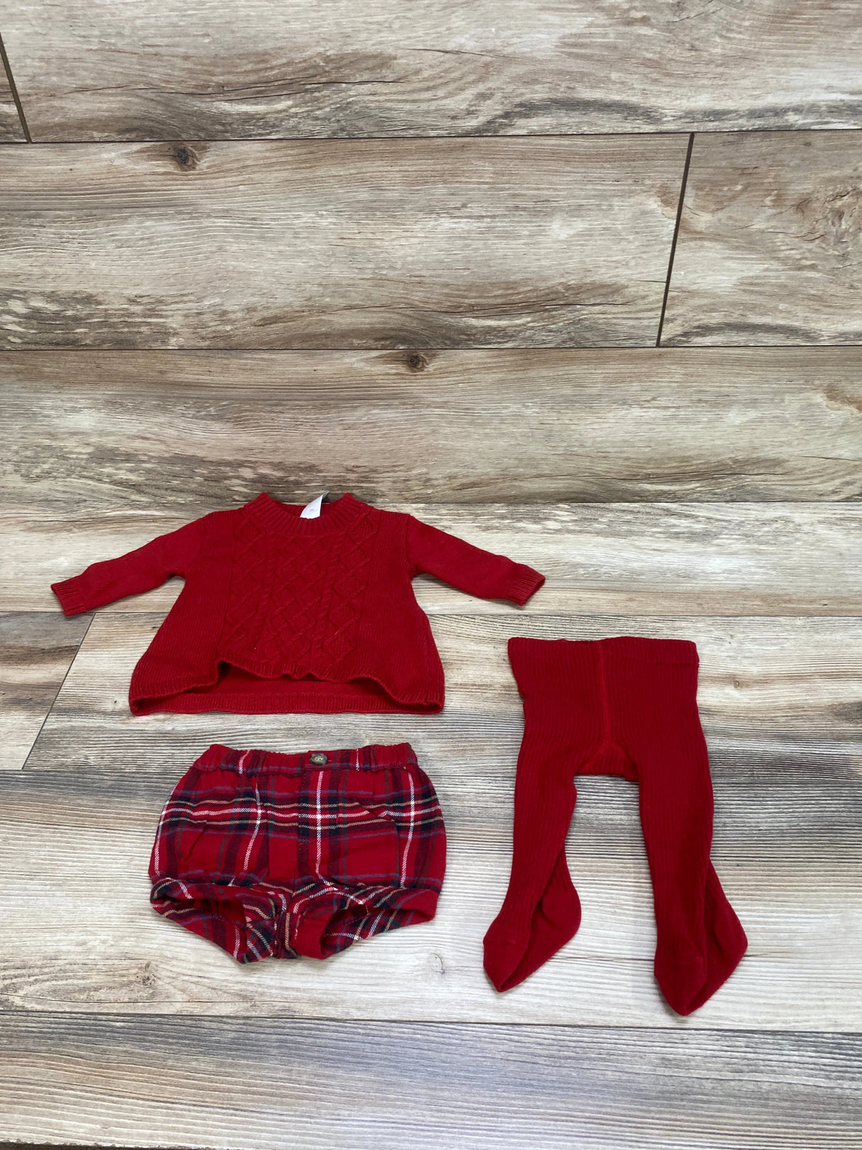 Carter's 3pc Cable Knit Sweater Set Red sz Newborn