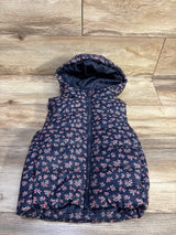 NEW H&M Floral Hooded Puffer Vest Navy sz 3/4T