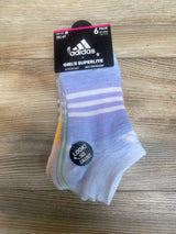 Adidas Girl's Superlite 6Pk No Show Socks Sz 13c-4Y