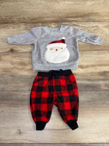 Just One You 2pc Santa Sweatshirt & Buffalo Plaid Pants Grey sz Newborn