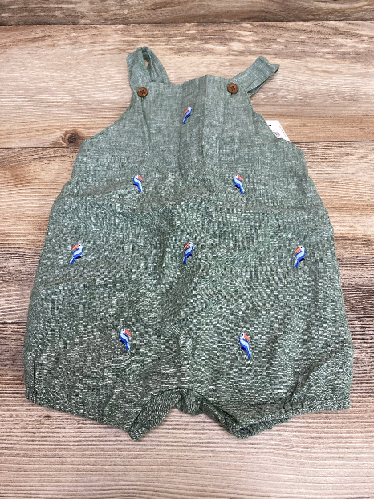 NEW Janie and Jack Toucan Linen Overalls Green sz 6-12m - Me n Mommy To Be