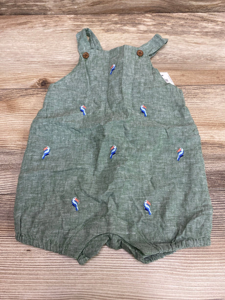 NEW Janie and Jack Toucan Linen Overalls Green sz 6-12m - Me n Mommy To Be