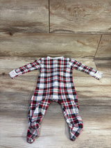 Old Navy Plaid Sleeper White/Red sz 3-6m