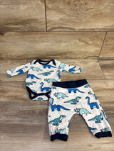 M + A by Monica + Andy 2pc Dinosaur Bodysuit & Pants Set White sz Newborn