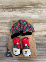 NEW Baby Essentials Turban Hat & Rattle Socks 2pc Set Red sz 0-6m