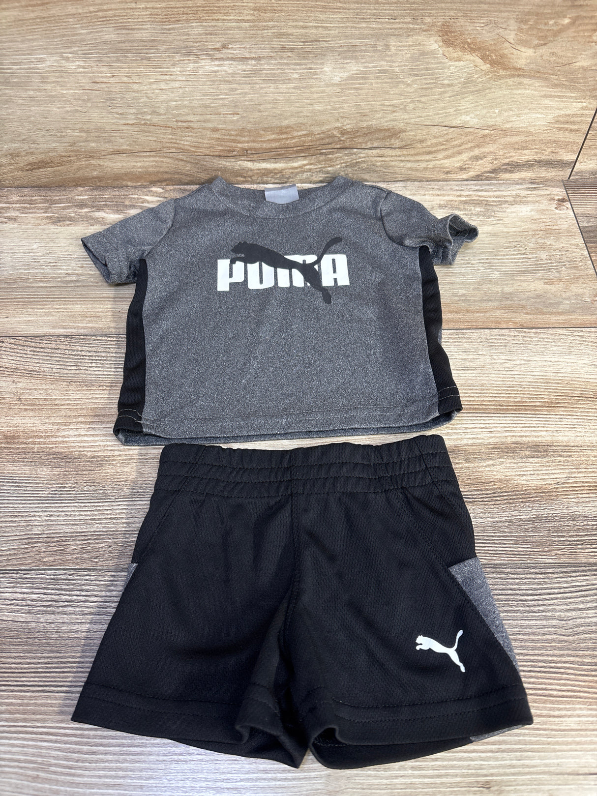 Puma 2pc Logo Shirt & Shorts Set Grey sz 0-3m