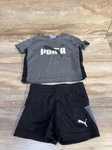 Puma 2pc Logo Shirt & Shorts Set Grey sz 0-3m