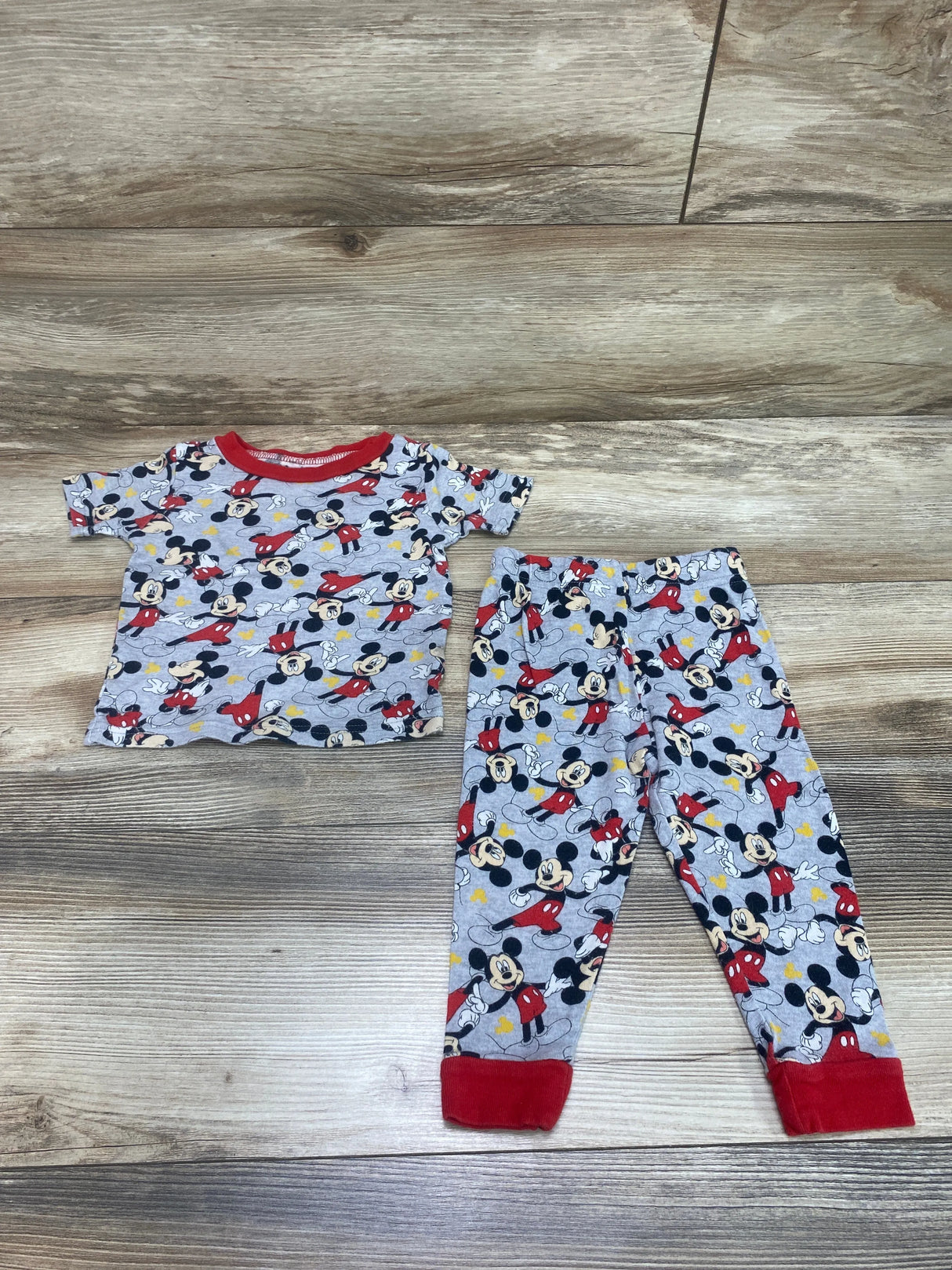 Disney Junior Mickey Mouse Print Pajamas Grey Sz 2T