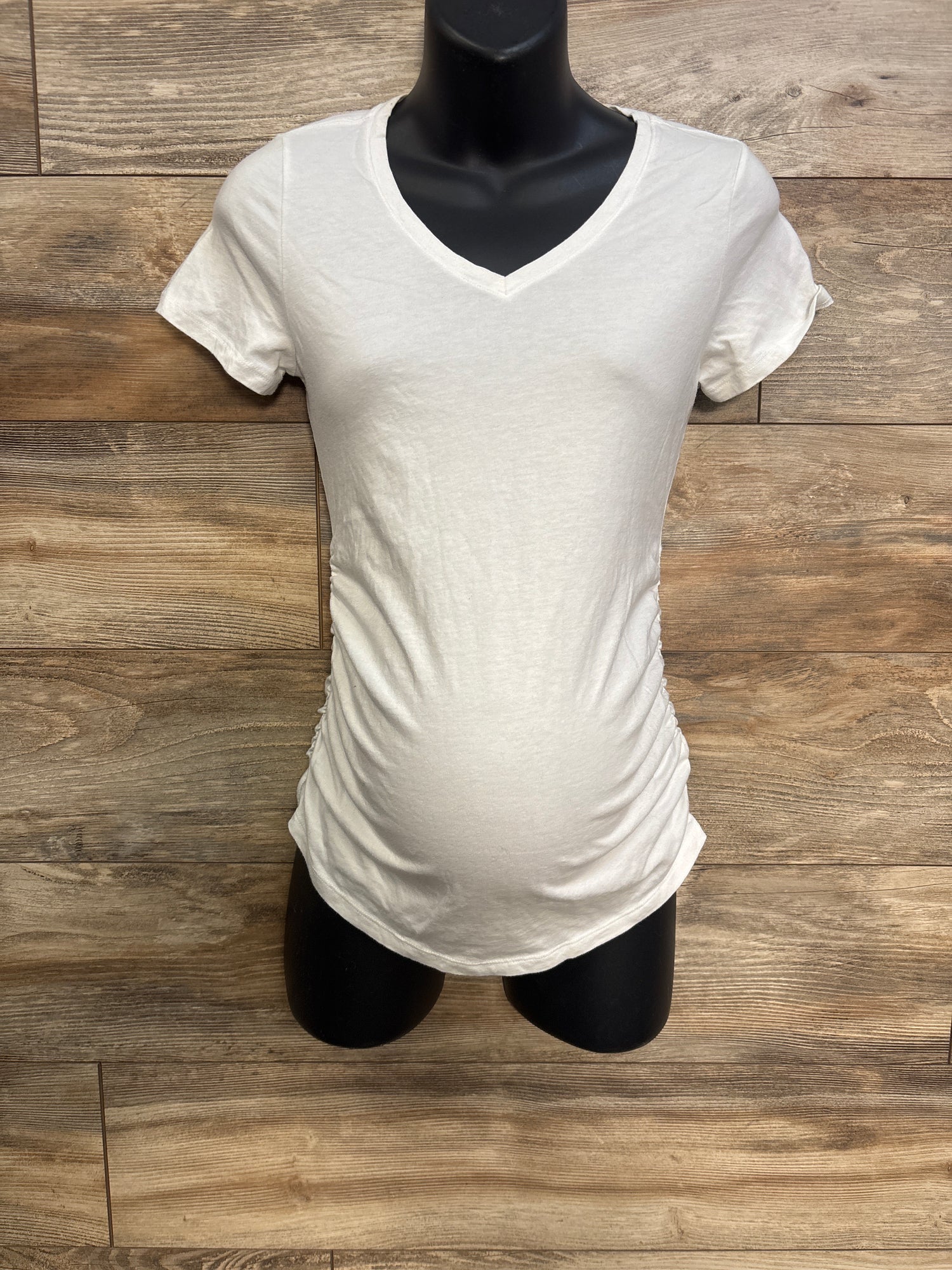 Isabel Maternity Ruched V-Neck Shirt White sz XS