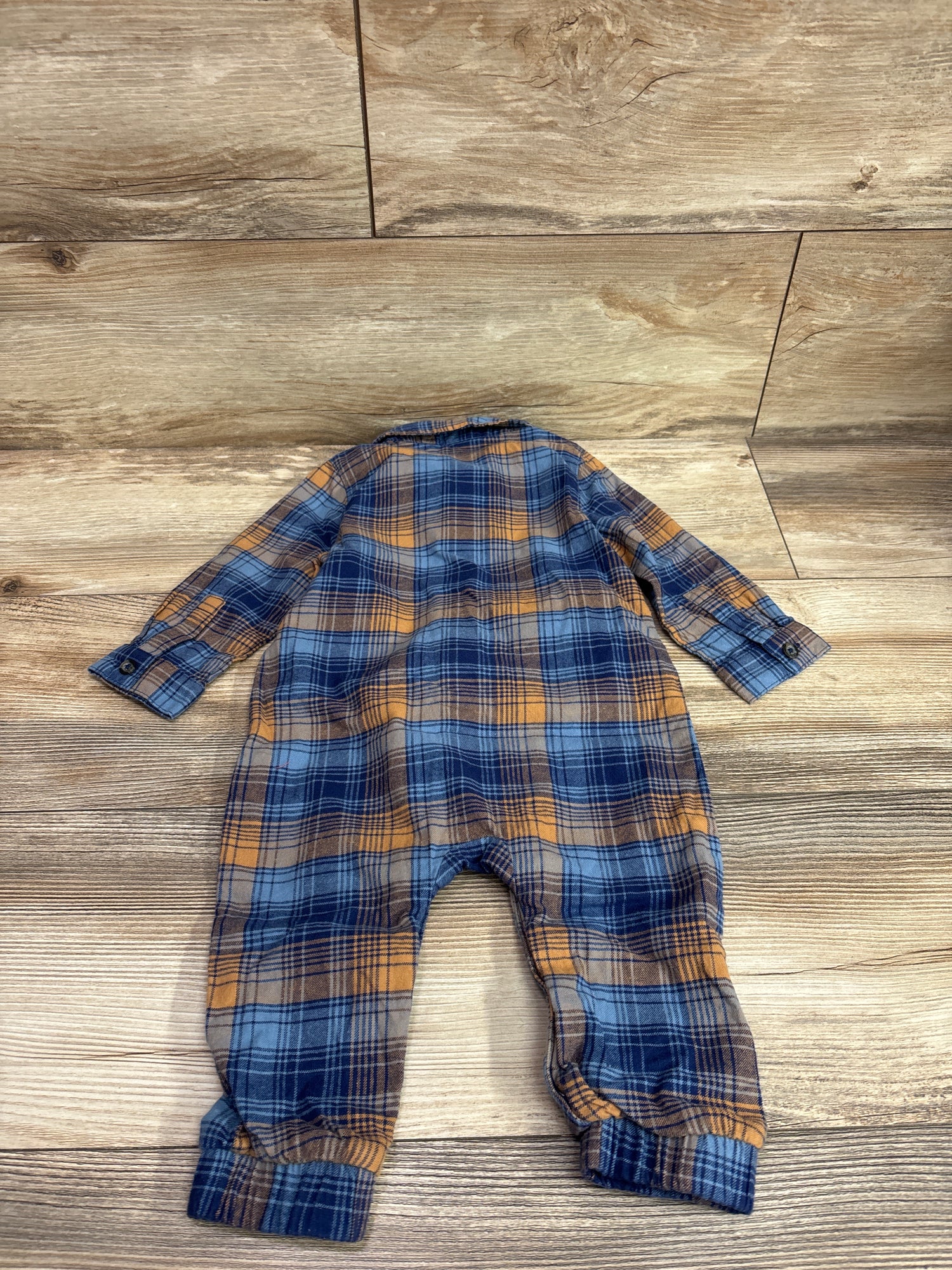 Cat & Jack Plaid Polo Coverall Blue sz 12m