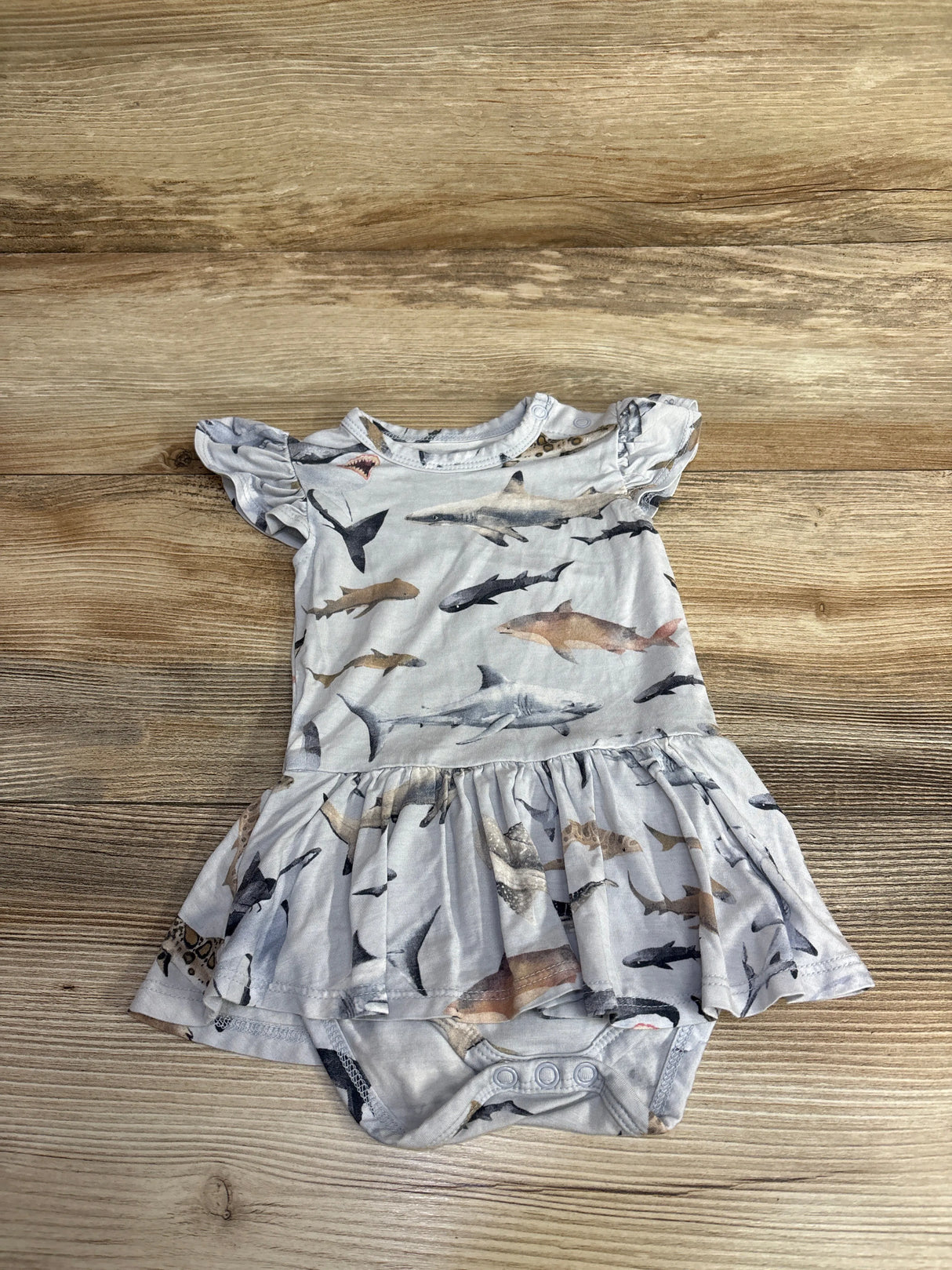 Posh P Twirl Skirt Bodysuit Dress Sharks Blue sz 3-6m
