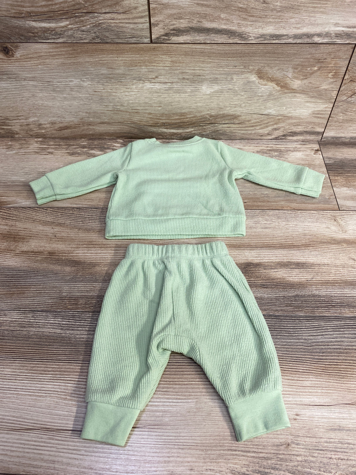 Cat & Jack 2pc Waffle Knit Shirt & Pants Green sz Newborn