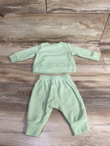 Cat & Jack 2pc Waffle Knit Shirt & Pants Green sz Newborn