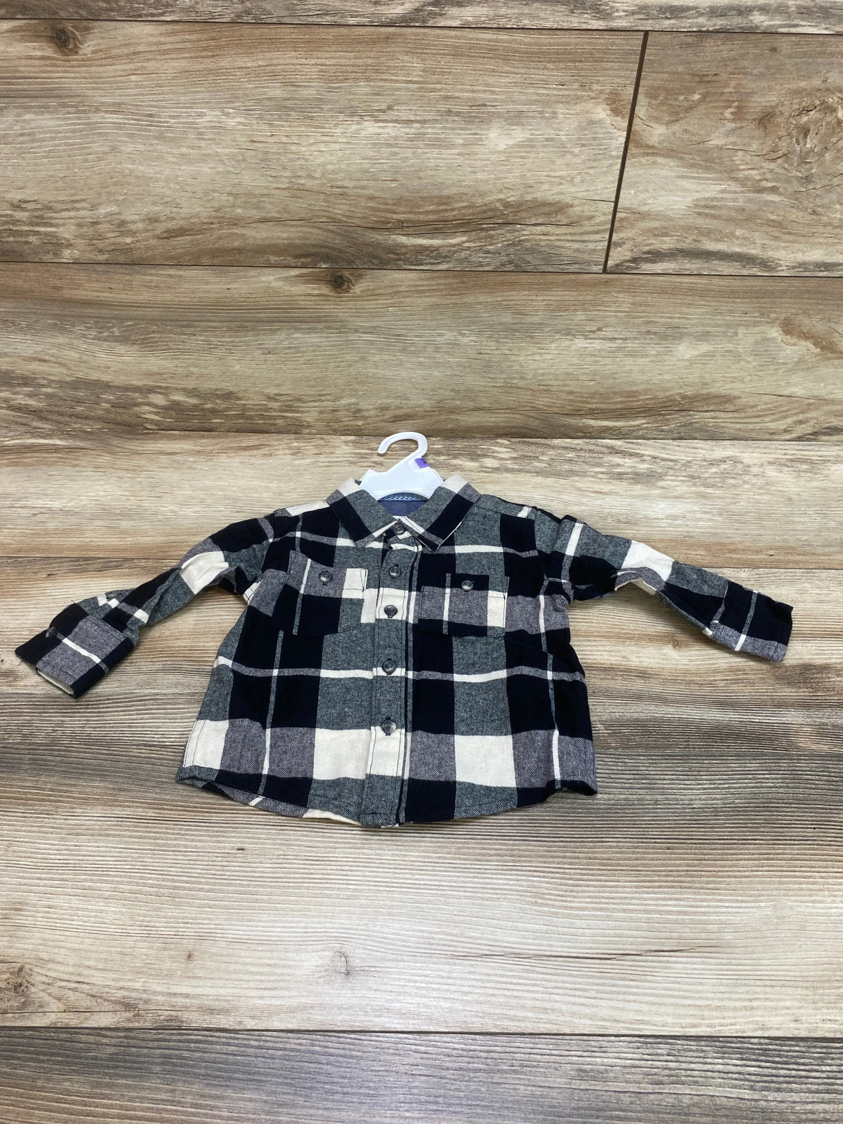 NEW Sovereign Code Plaid Flannel Shirt Black sz 12m