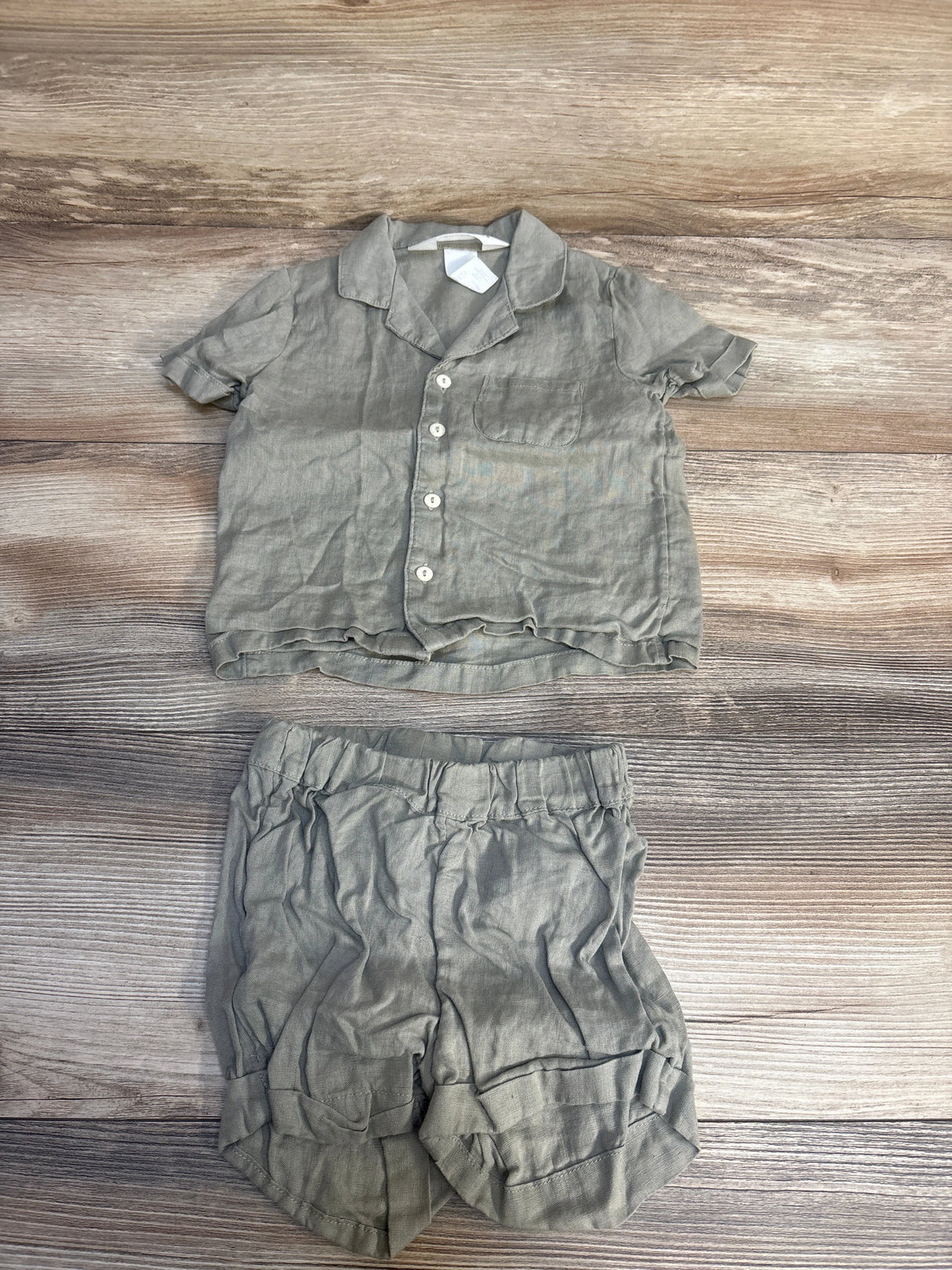 H&M 2pc Linen Set Sage Green sz 12m