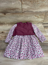Nicole Miller 2pc Floral Long Sleeve Dress & Knit Vest Pink sz 2T