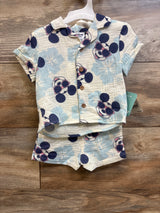 NEW Disney Baby 2pc Mickey Mouse Gauze Button Up & Shorts Set Ivory sz 0-3m