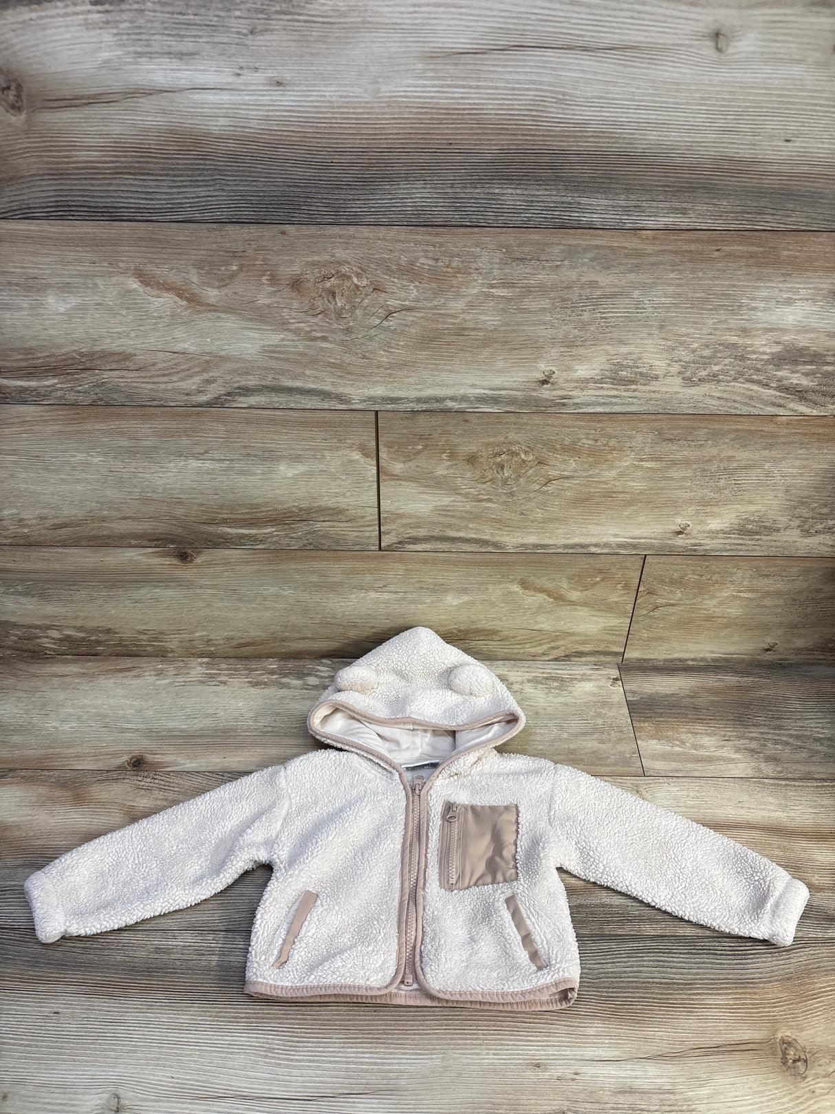 Children's Place Full Zip Sherpa Jacket Ivory sz 18-24m