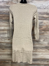 Isabel Maternity Ribbed Sweater Knit Bodycon Dress Tan sz Small