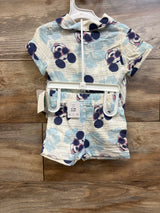 NEW Disney Baby 2pc Mickey Mouse Gauze Button Up & Shorts Set Ivory sz 0-3m