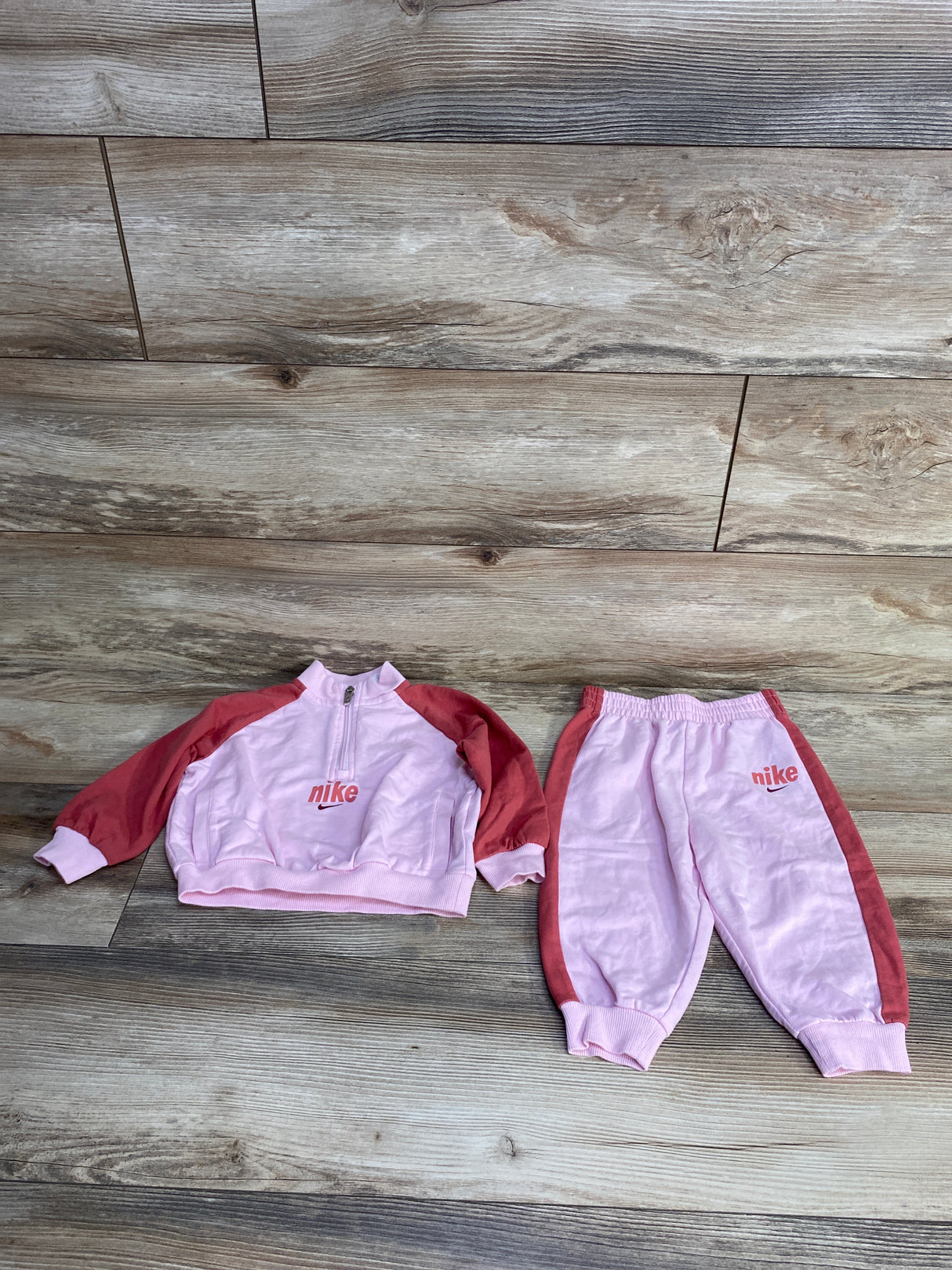 Nike E1D1 Quarter-Zip Pink Top and Pants Set sz 24m