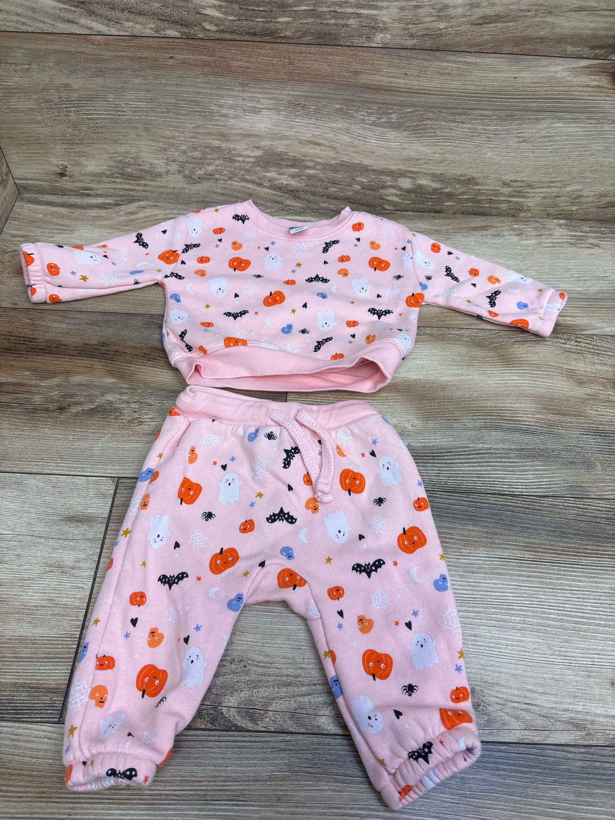 Old Navy 2pc Halloween Pullover Sweatshirt & Pants Set Pink sz 3-6m