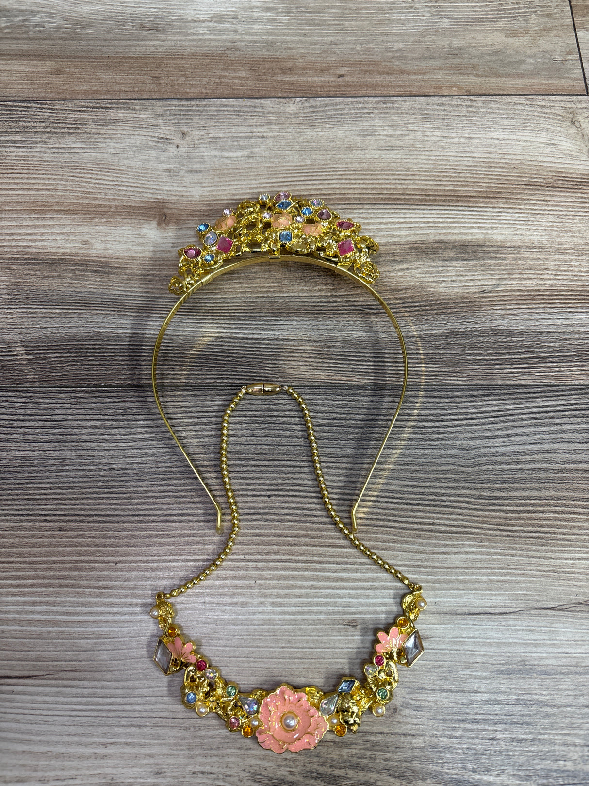Disney Store Princess Belle 2pc Tiara Headband & Necklace Set