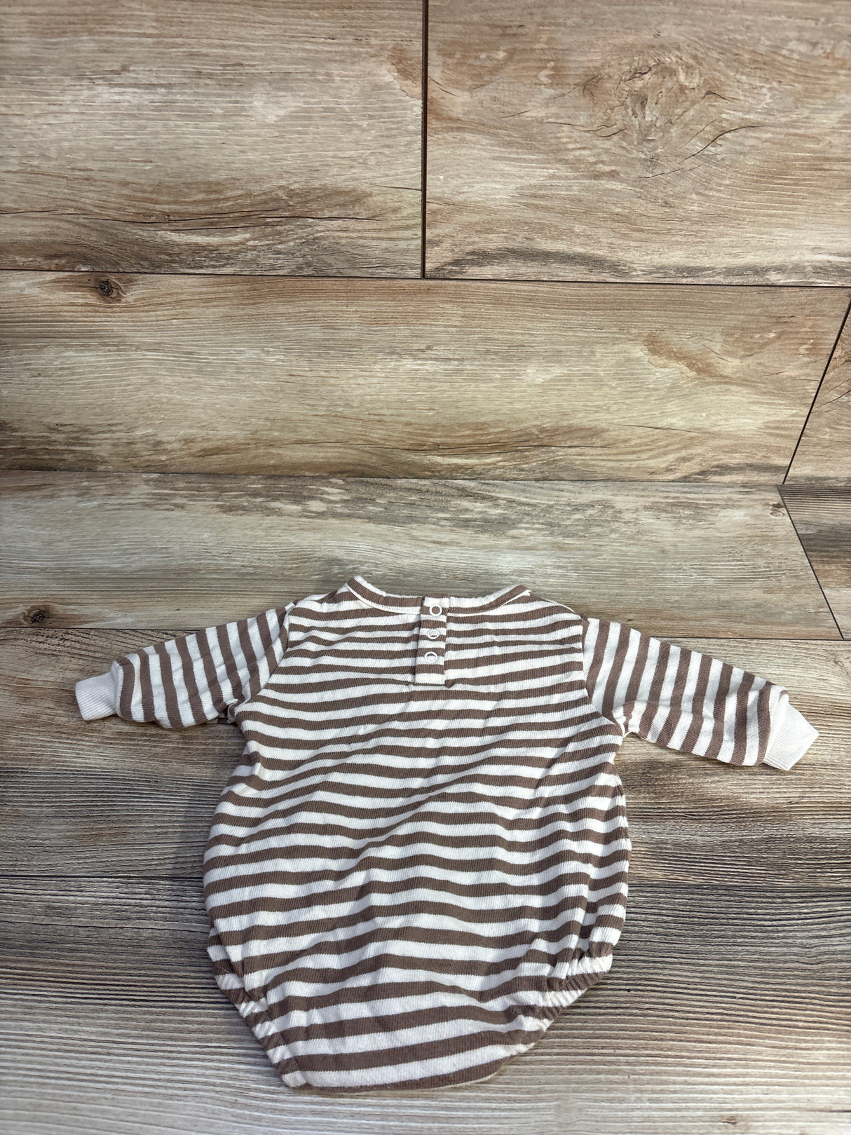 Easy Peasy Striped Sweatshirt Bubble Romper Beige sz 0-3m