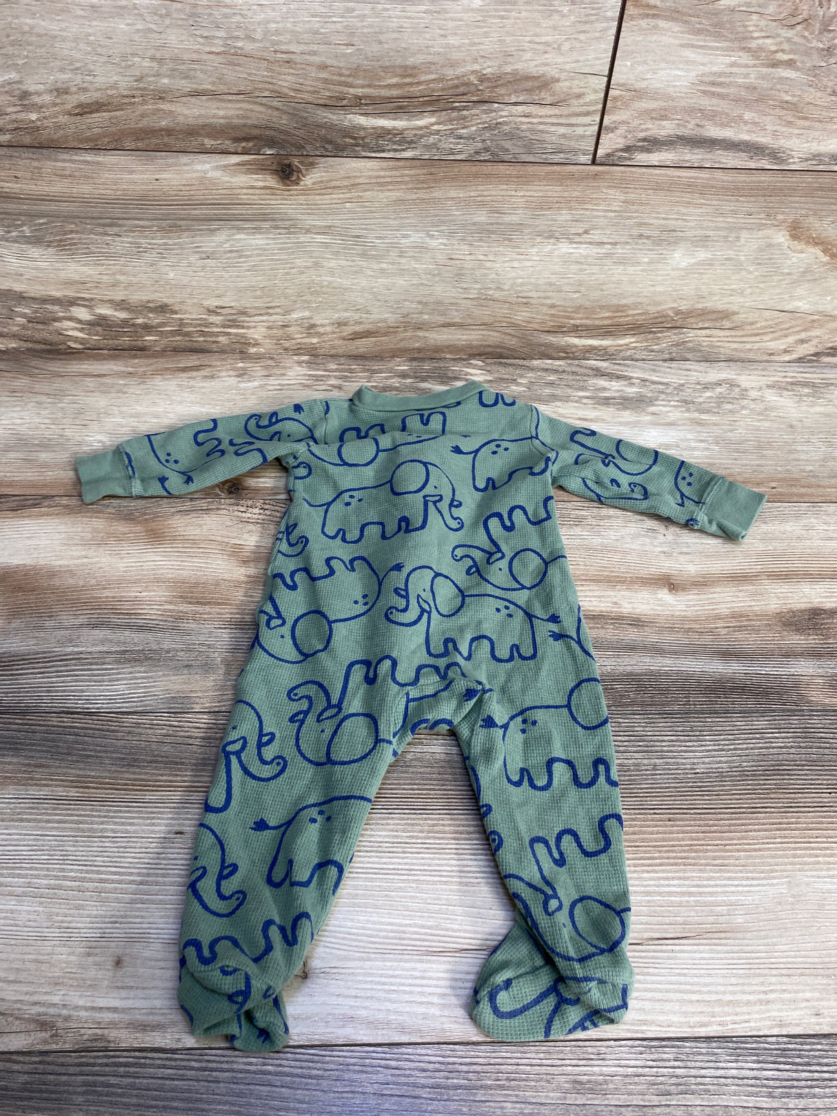 Carter's Waffle Knit Elephant Print Sleeper Green sz 6m